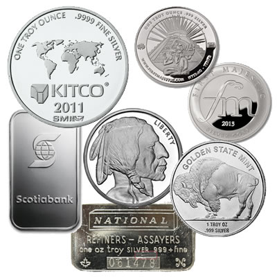 1 oz Assorted Standard Silver Bar/Round